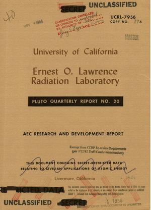Pluto quarterly report No. 20, April--June 1964