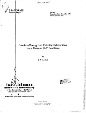 Neutron energy and velocity distributions from thermal D-T reactions