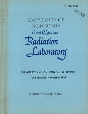 CHEMISTRY DIVISION SEMIANNUAL REPORT FOR JUNE THROUGH NOVEMBER 1958