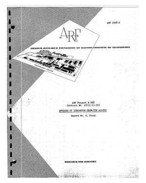 Studies of Zirconium-Iron-Tin Alloys. Report No. 6 (Final) for July 1, 1958-March 31, 1959