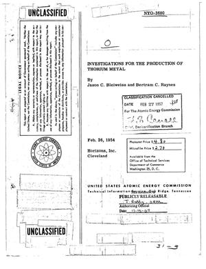INVESTIGATIONS FOR THE PRODUCTION OF THORIUM METAL. Technical Progress Report for Seventh Quarter, December 1, 1953 to February 28, 1954