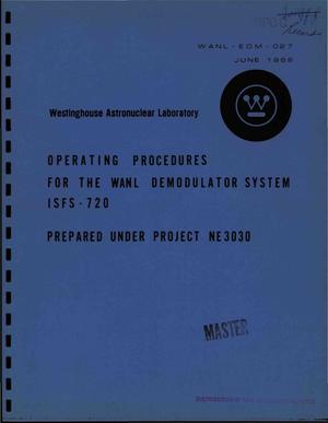 Operating procedures for the WANL demodulator system ISFS - 720