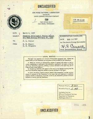 CHEMICAL DEVELOPMENT STATUS REPORT FOR WEEK ENDING FEBRUARY 24, 1956