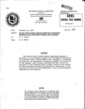 United States Atomic Energy Commission Assistance Program to the Eurochemic Company, Mol, Belgium