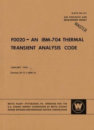 F0020-AN IBM-704 THERMAL TRANSIENT ANALYSIS CODE