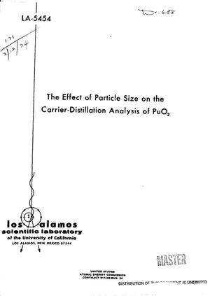 Effect of particle size on the carrier--distillation analysis of PuO$sub 2$