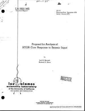 Proposal for analysis of HTGR core response to seismic input