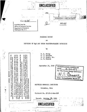 REFINING OF MgX AND OTHER URANIUM-BEARING MATERIALS. Progress Report for September 1950