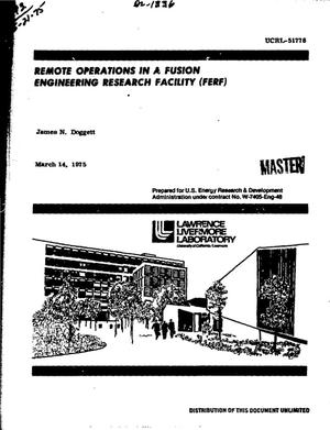 Primary view of object titled 'Remote operations in a Fusion Engineering Research Facility (FERF)'.
