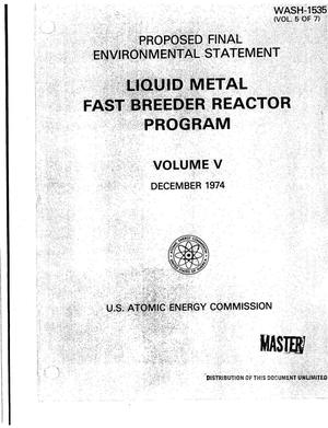Liquid Metal Fast Breeder Reactor Program. Volume V. Environmental Statement
