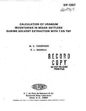 Calculation of uranium inventories in mixer-settlers during solvent extraction with 7.5% TBP