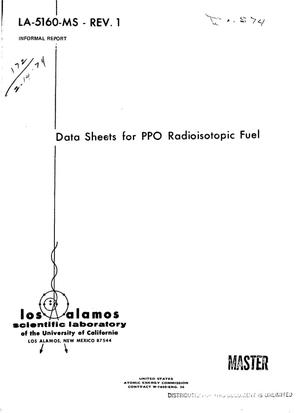 Data sheets for PPO radioisotopic fuel