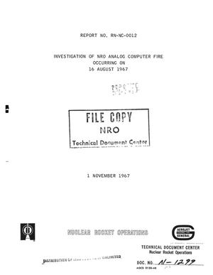 Investigation of NRO analog computer fire occurring on 16 August 1967