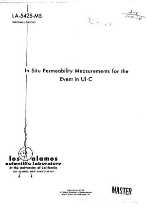 In situ permeability measurements for the event in U1-C