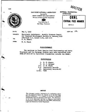 EUROCHEMIC ASSISTANCE: MONTHLY PROGRESS REPORT FOR CHEMICAL DEVELOPMENT SECTION B, JANUARY 1959. (SECTIONS 1.0, EXCEPT 1.42, AND 2.0)
