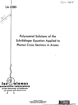 Polynomial solutions of the Schroedinger equation applied to photon cross sections in atoms