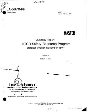 HTGR safety research program. Quarterly report, October--December 1974