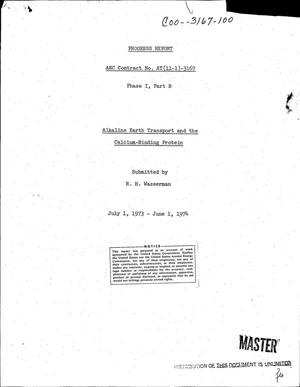 Alkaline earth transport and the calcium-binding protein. Progress report, July 1, 1973--June 1, 1974