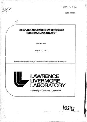 Computer applications in controlled thermonuclear research