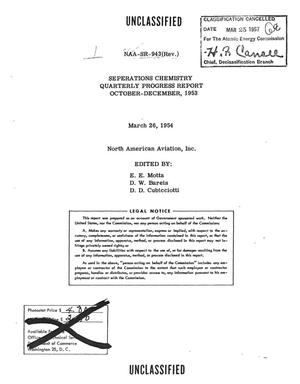 Separations Chemistry Quarterly Progress Report for October-December 1953