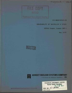 Brazeability of Hastelloy X Study, 131-MA02, W141-05