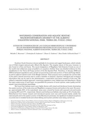 Primary view of object titled 'Watershed Conservation and Aquatic Benthic Macroinvertebrate Diversity in the Alberto D'Agostini National Park, Tierra del Fuego, Chile'.