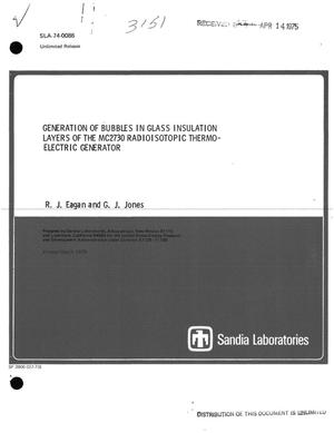 Generation of bubbles in glass insulation layers of the MC2730 radioisotopic thermoelectric generator