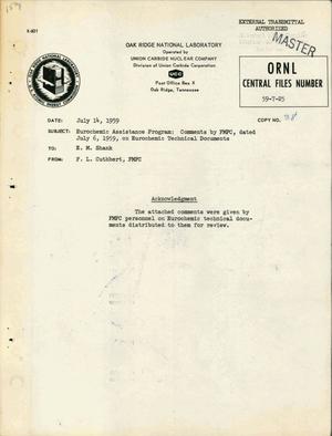 Eurochemic Assistance Program: Comments by Fmpc, Dated July 6, 1959, on Eurochemic Technical Documents