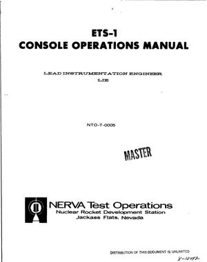 ETS-1 console operations manual. Lead instrumentation engineer LIE