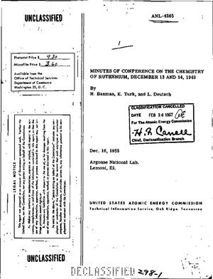 MINUTES OF CONFERENCE ON THE CHEMISTRY OF RUTHENIUM, DECEMBER 13 AND 14, 1948