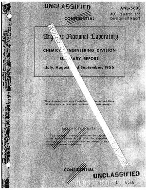 CHEMICAL ENGINEERING DIVISION SUMMARY REPORT FOR JULY, AUGUST, AND SEPTEMBER 1956
