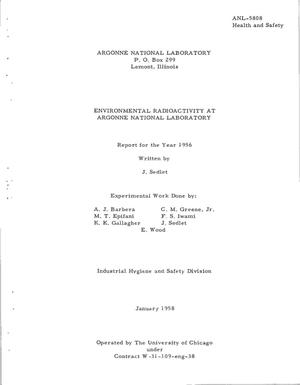 Environmental Radioactivity at Argonne National Laboratory. Report for the Year 1956
