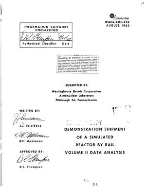 Demonstration Shipment of a Simulated Reactor by Rail. Volume II Data Analysis