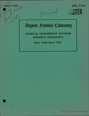 Chemical Engineering Division Research Highlights.