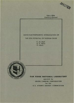 MICRO-ELECTROPHORETIC DETERMINATION OF THE ZETA POTENTIAL OF THORIUM OXIDE