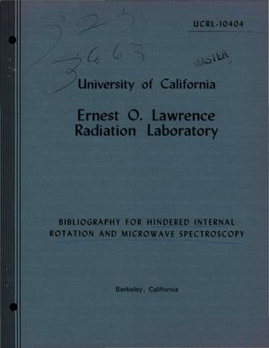 Bibliography for Hindered Internal Rotation and Microwave Spectroscopy