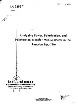 Analyzing power, polarization, and polarization transfer measurements in the reaction T(p,n)$sup 3$He