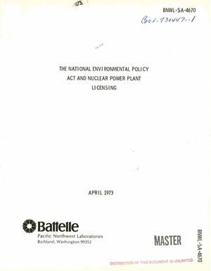 National Environmental Policy Act and nuclear power plant licensing