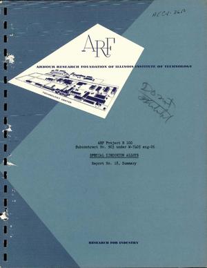 Special Zirconium Alloys. Report No. 18 (Summary) for January 1, 1956- October 31, 1957