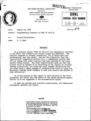 SUPPLEMENTARY COMMENTS TO ORNL CF-58-5-97