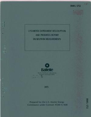 Lysimeter experiment description and progress report on neutron measurements