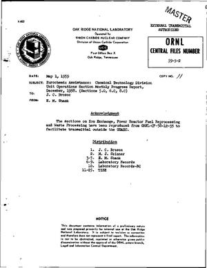 EUROCHEMIC ASSISTANCE: CHEMICAL TECHNOLOGY DIVISION UNIT OPERATIONS SECTION MONTHLY PROGRESS REPORT, DECEMBER 1958. (SECTIONS 5.0, 6.0, 8.0)