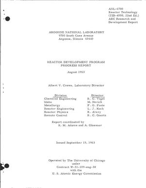 REACTOR DEVELOPMENT PROGRAM PROGRESS REPORT, AUGUST 1963