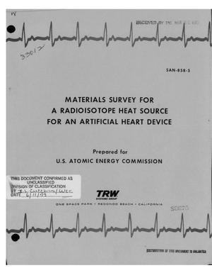 Materials survey for a radioisotope heat source for an artificial heart device