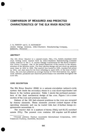 Comparison of Measured and Predicted Characteristics of the Elk River Reactor.