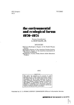 ENVIRONMENTAL AND ECOLOGICAL FORUM, 1970--1971.