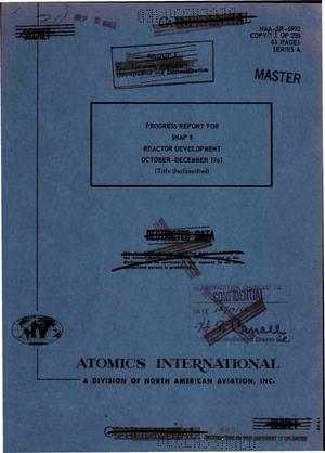 SNAP 8 reactor development. Progress report, October--December 1961