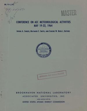 Conference on Aec Meteorological Activities, May 19-22, 1964
