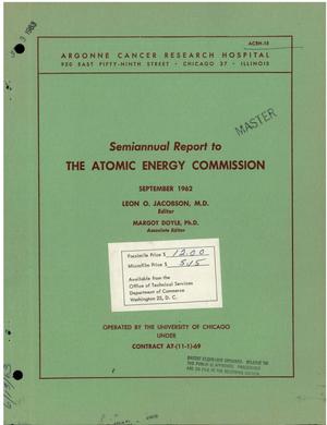 Primary view of object titled 'Argonne Cancer Research Hospital Semiannual Report on Medical Research to the Atomic Energy Commission'.