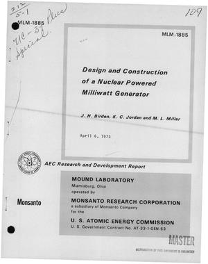 Design and construction of a nuclear powered milliwatt generator